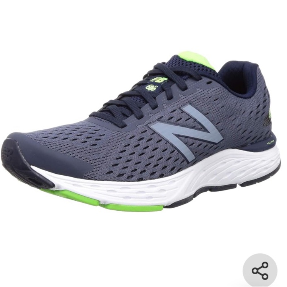 Men’s New Balance 680 v6 running shoes in Gray, Navy, and Lime Green 10.5 4E XW